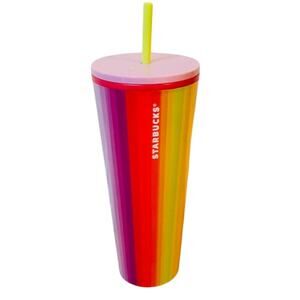 Starbucks 24oz Rainbow Striped Tumbler For Pride Month NWT